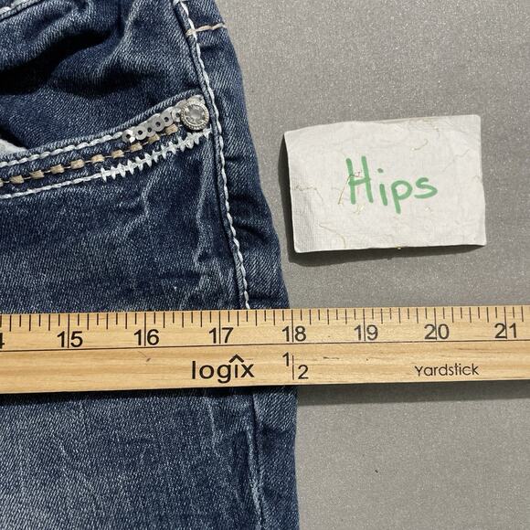 Y2K Vanity Sabrina Jeans Size 28 Low Rise Blue Denim Bootcut Embroidered Sequins - Picture 12 of 12